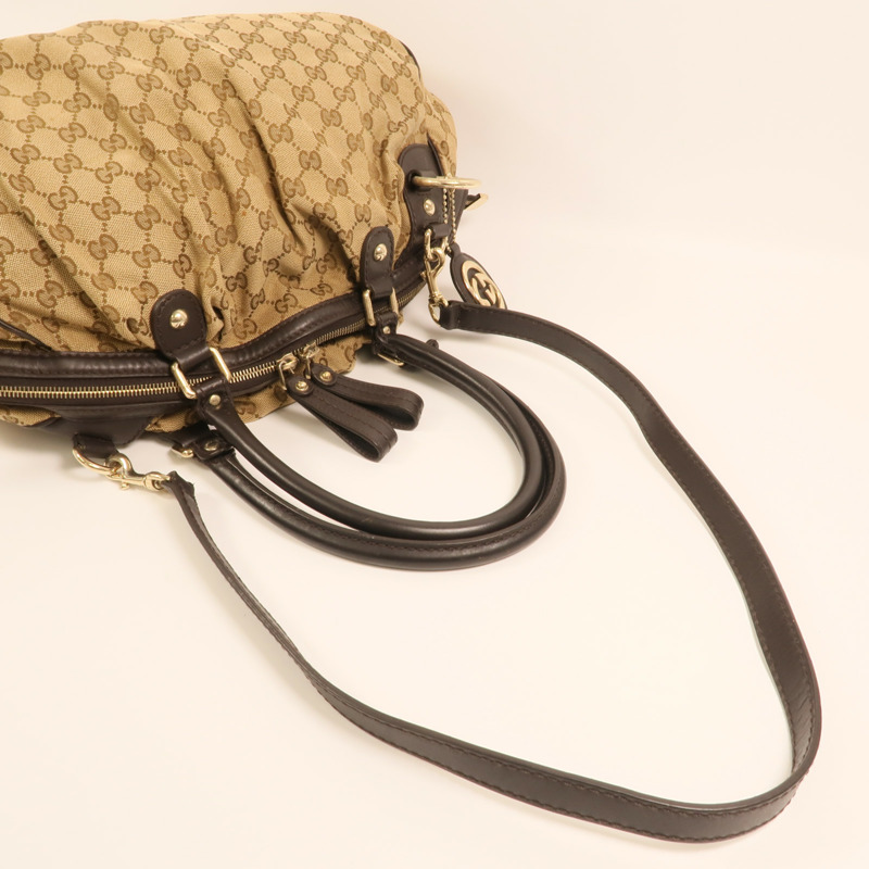 GUCCI 帆布GG Sukey金扣手挽肩背兩用袋-9