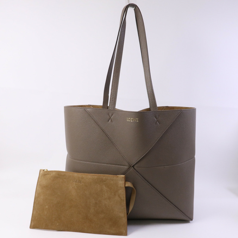 LOEWE 牛皮皮革Puzzle Fold金扣手挽袋-8