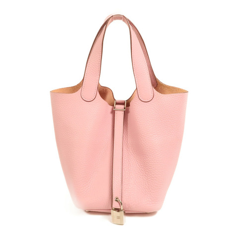 HERMES Clemence皮革Picotin PM銀扣手挽袋Mauve Sylvestre