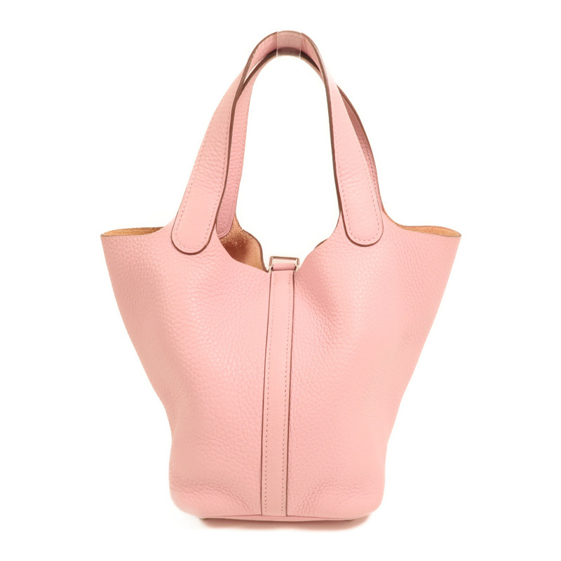 HERMES Clemence皮革Picotin PM銀扣手挽袋Mauve Sylvestre-1