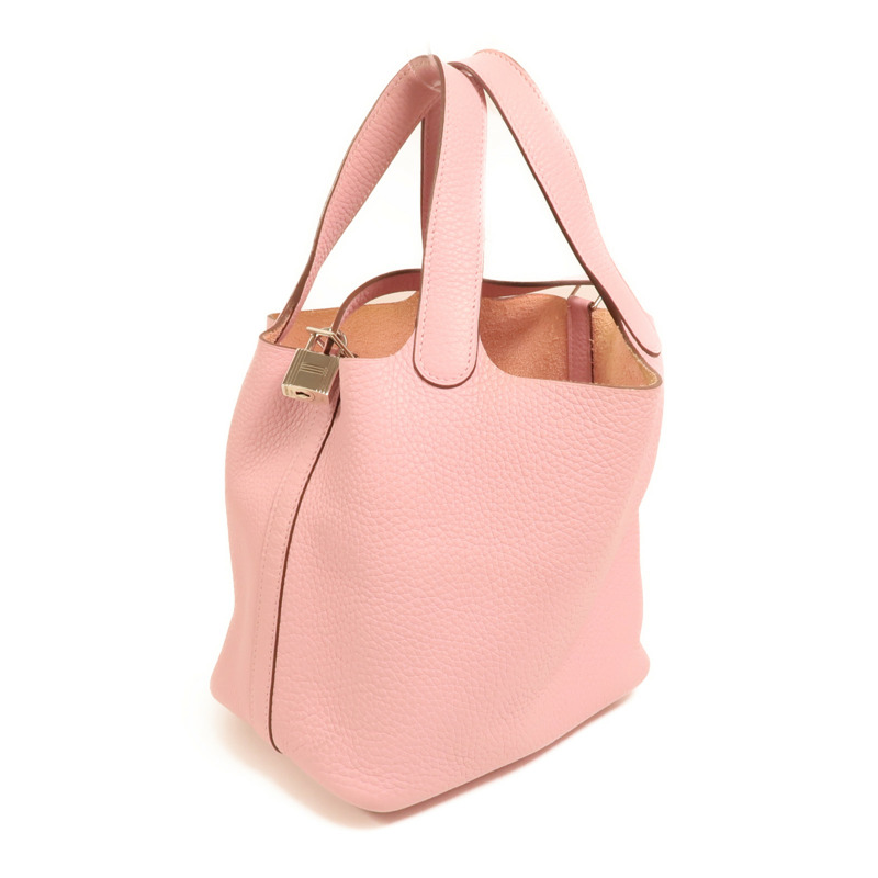 HERMES Clemence皮革Picotin PM銀扣手挽袋Mauve Sylvestre-2