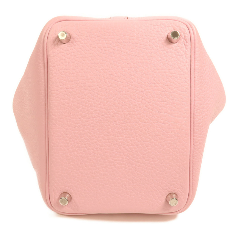 HERMES Clemence皮革Picotin PM銀扣手挽袋Mauve Sylvestre-3