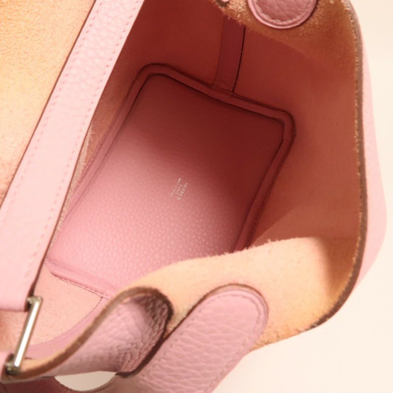 HERMES Clemence皮革Picotin PM銀扣手挽袋Mauve Sylvestre-4