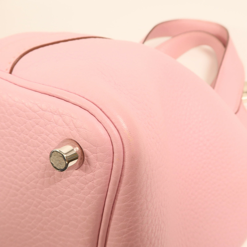 HERMES Clemence皮革Picotin PM銀扣手挽袋Mauve Sylvestre-12