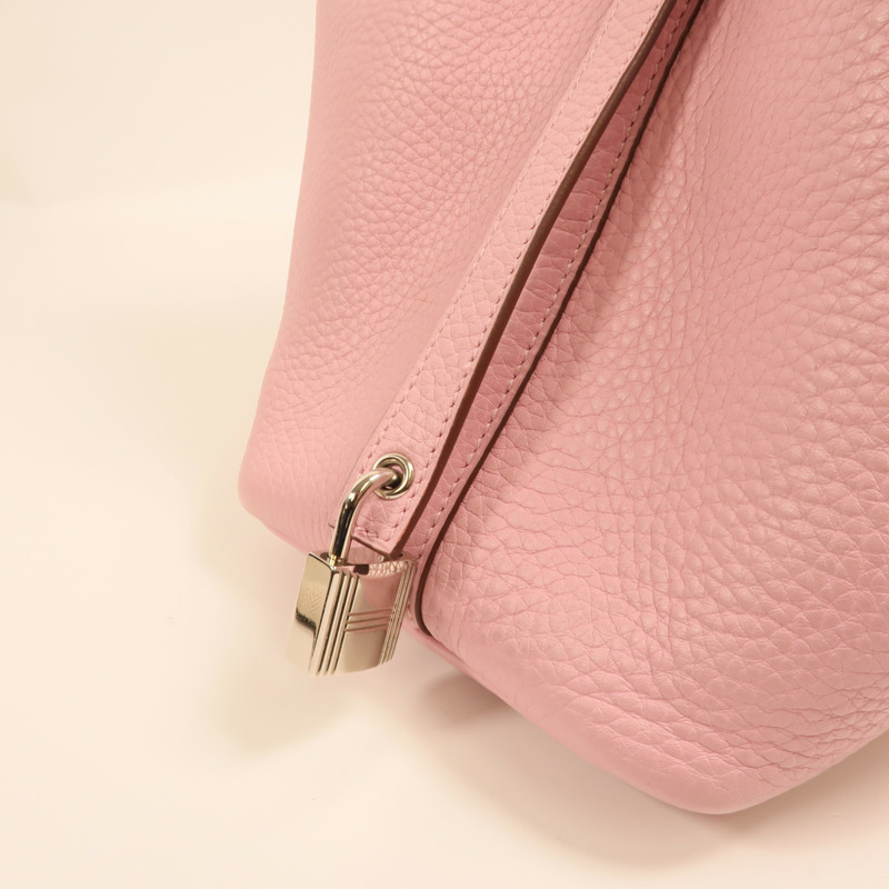 HERMES Clemence皮革Picotin PM銀扣手挽袋Mauve Sylvestre-14