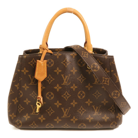LOUIS VUITTON Monogram Montaigne BB金扣手挽肩背兩用袋棕色