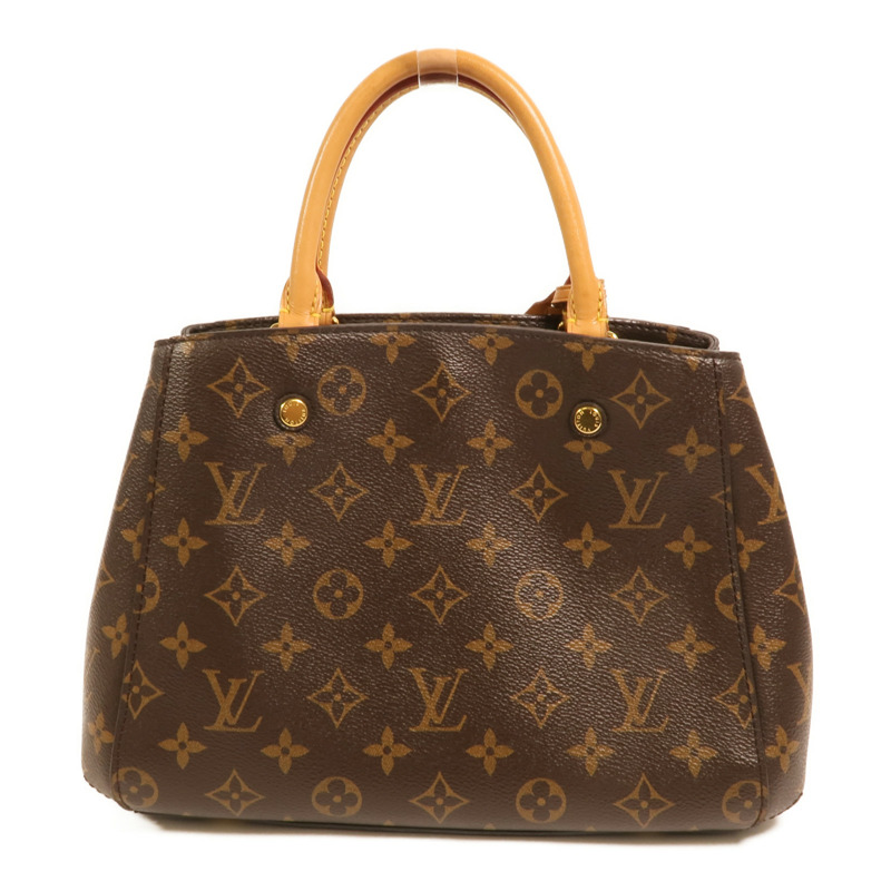 LOUIS VUITTON Monogram Montaigne BB金扣手挽肩背兩用袋棕色-1