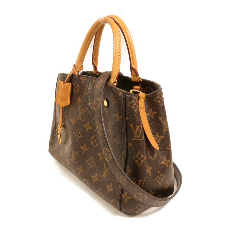 LOUIS VUITTON Monogram Montaigne BB金扣手挽肩背兩用袋棕色-2