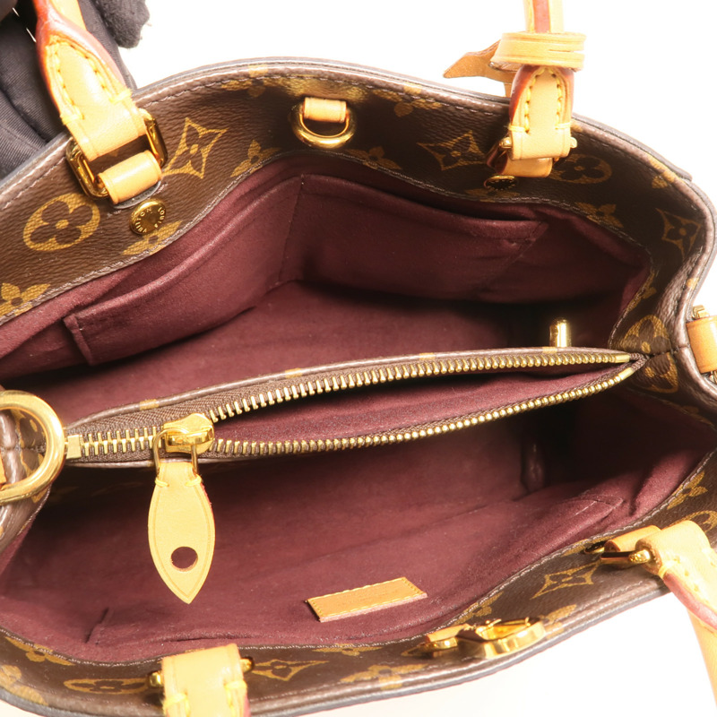 LOUIS VUITTON Monogram Montaigne BB金扣手挽肩背兩用袋棕色-4