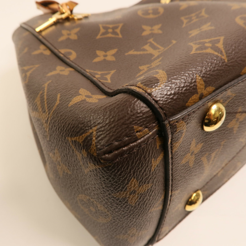 LOUIS VUITTON Monogram Montaigne BB金扣手挽肩背兩用袋棕色-13