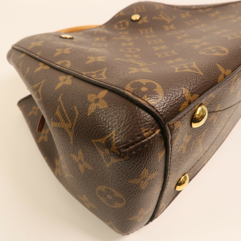 LOUIS VUITTON Monogram Montaigne BB金扣手挽肩背兩用袋棕色-15