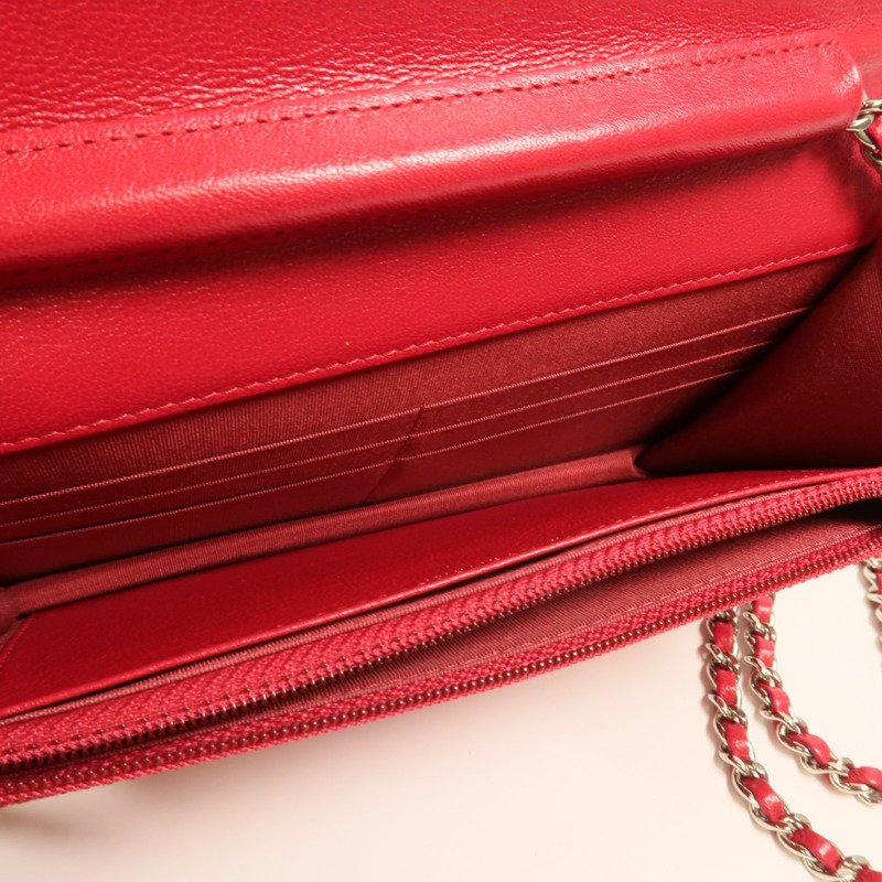 CHANEL 牛皮皮革WOC Wallet On Chain銀扣鏈帶肩背袋-4