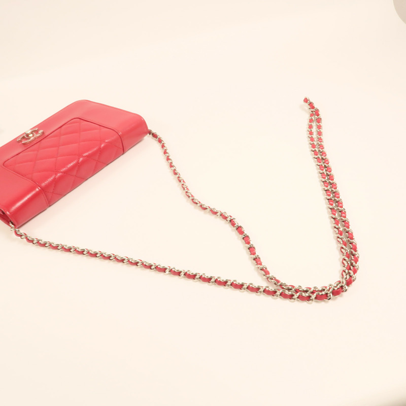CHANEL 牛皮皮革WOC Wallet On Chain銀扣鏈帶肩背袋-8