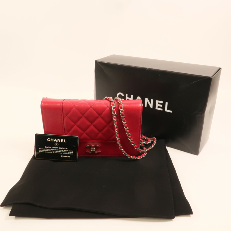 CHANEL 牛皮皮革WOC Wallet On Chain銀扣鏈帶肩背袋-11