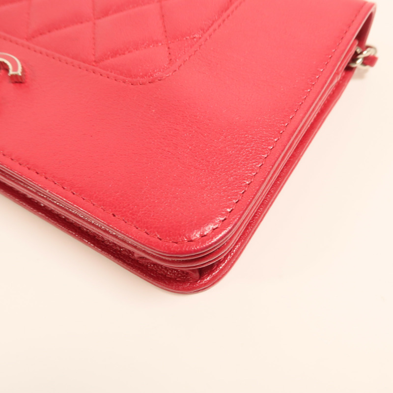 CHANEL 牛皮皮革WOC Wallet On Chain銀扣鏈帶肩背袋-12