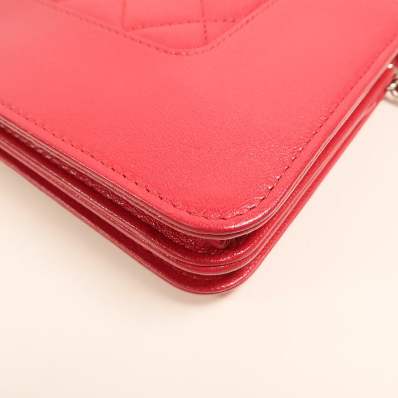 CHANEL 牛皮皮革WOC Wallet On Chain銀扣鏈帶肩背袋-14