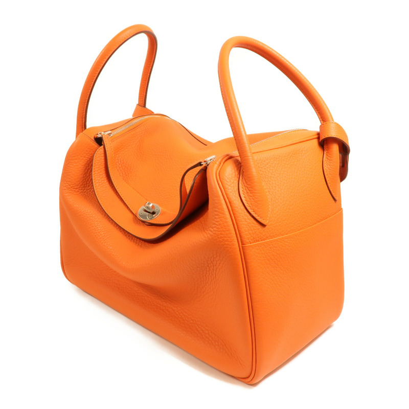 HERMES Clemence皮革Lindy 34銀扣手挽肩背兩用袋-2