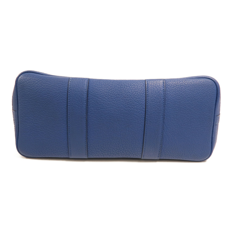 HERMES 帆布Garden Party TPM銀扣手挽袋Bleu France-3