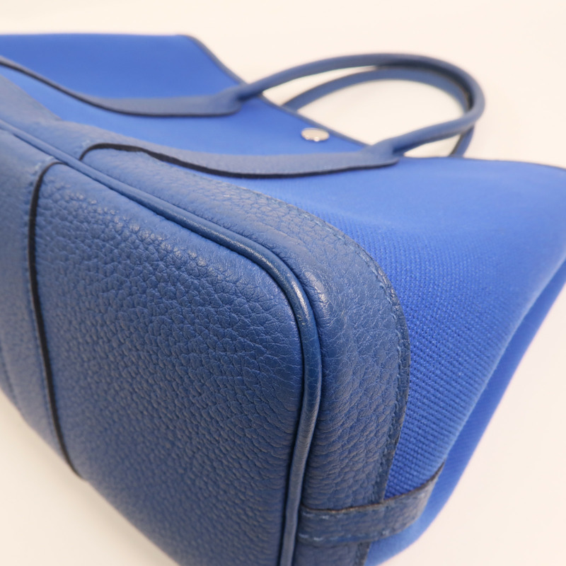 HERMES 帆布Garden Party TPM銀扣手挽袋Bleu France-13