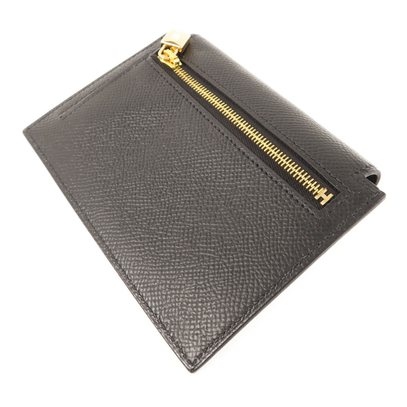 HERMES Epsom皮革Kelly Pocket Wallet金扣錢包Noir-3