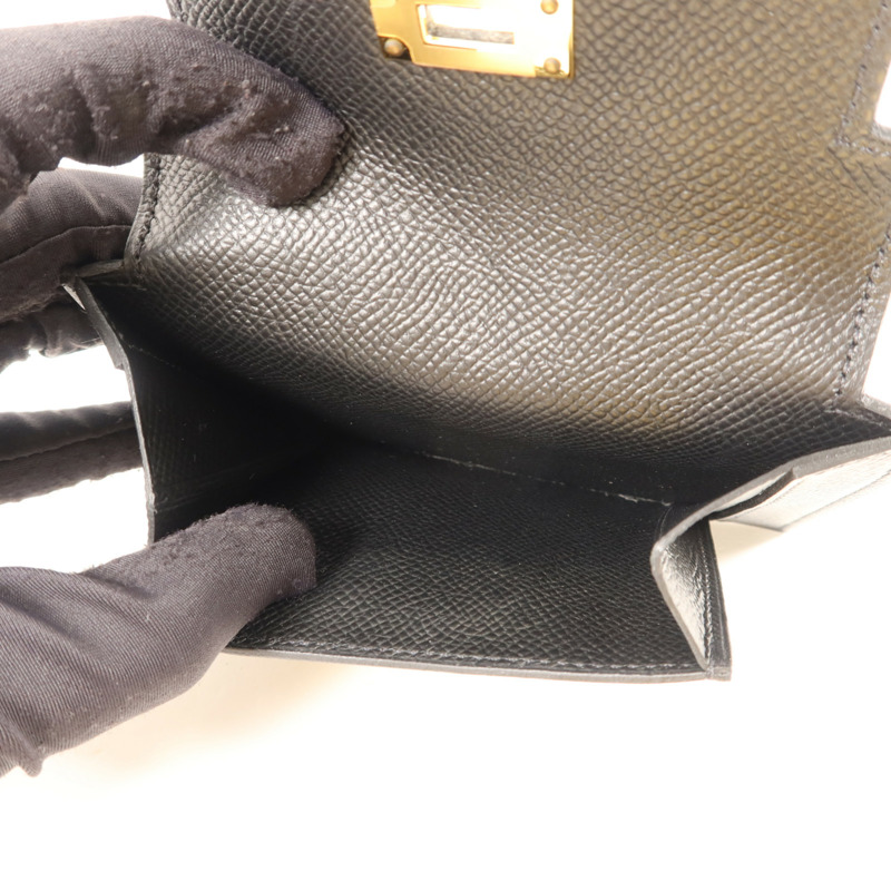 HERMES Epsom皮革Kelly Pocket Wallet金扣錢包Noir-4
