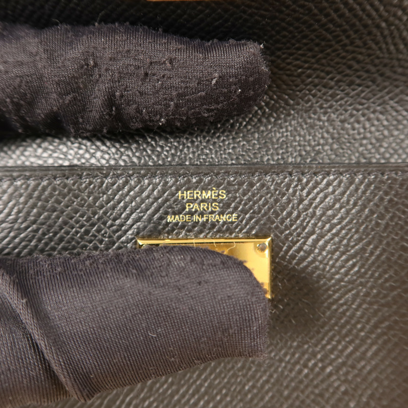 HERMES Epsom皮革Kelly Pocket Wallet金扣錢包Noir-6