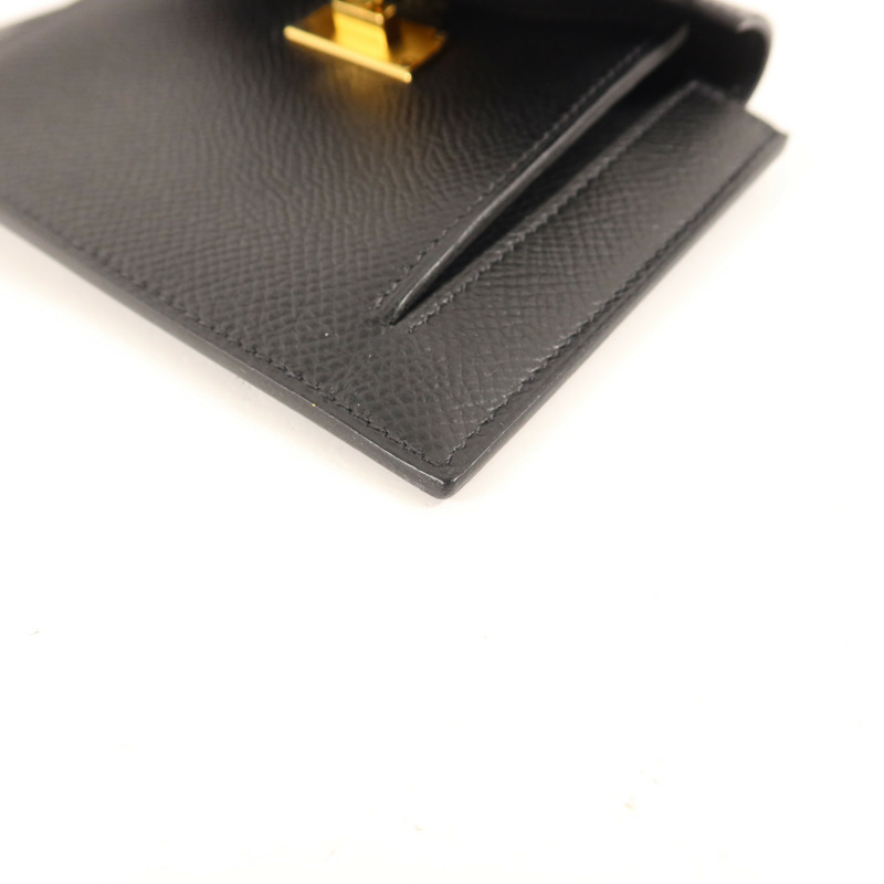 HERMES Epsom皮革Kelly Pocket Wallet金扣錢包Noir-11