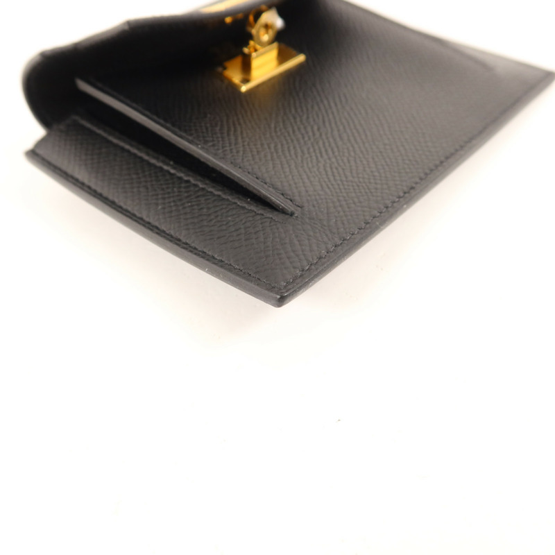 HERMES Epsom皮革Kelly Pocket Wallet金扣錢包Noir-12