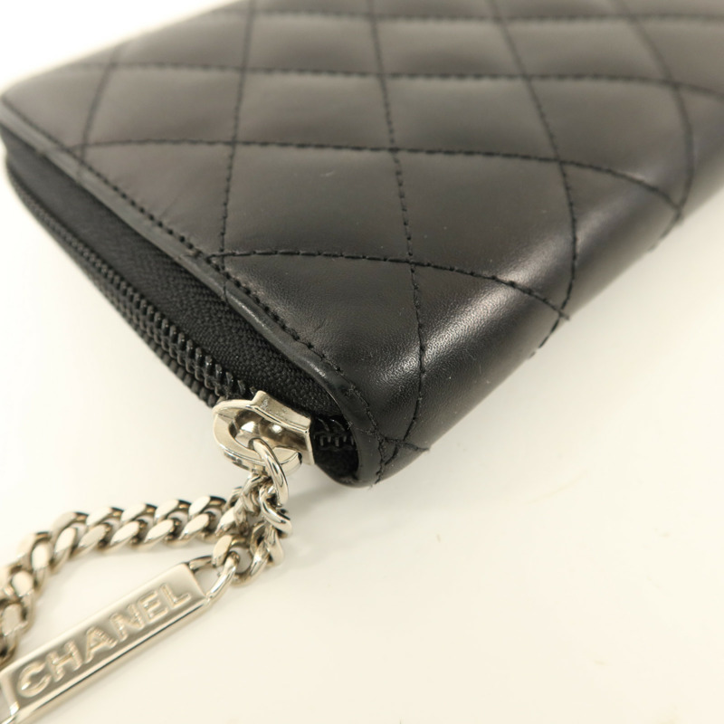 CHANEL 牛皮皮革Cambon Long Round Wallet銀扣長錢包-13