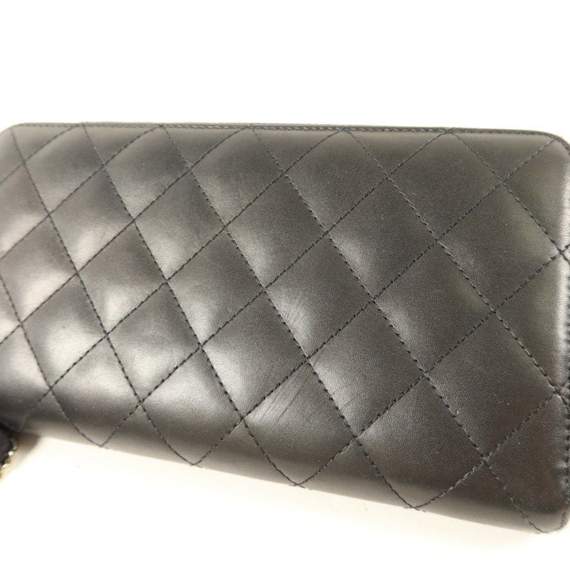 CHANEL 牛皮皮革Cambon Long Round Wallet銀扣長錢包-16