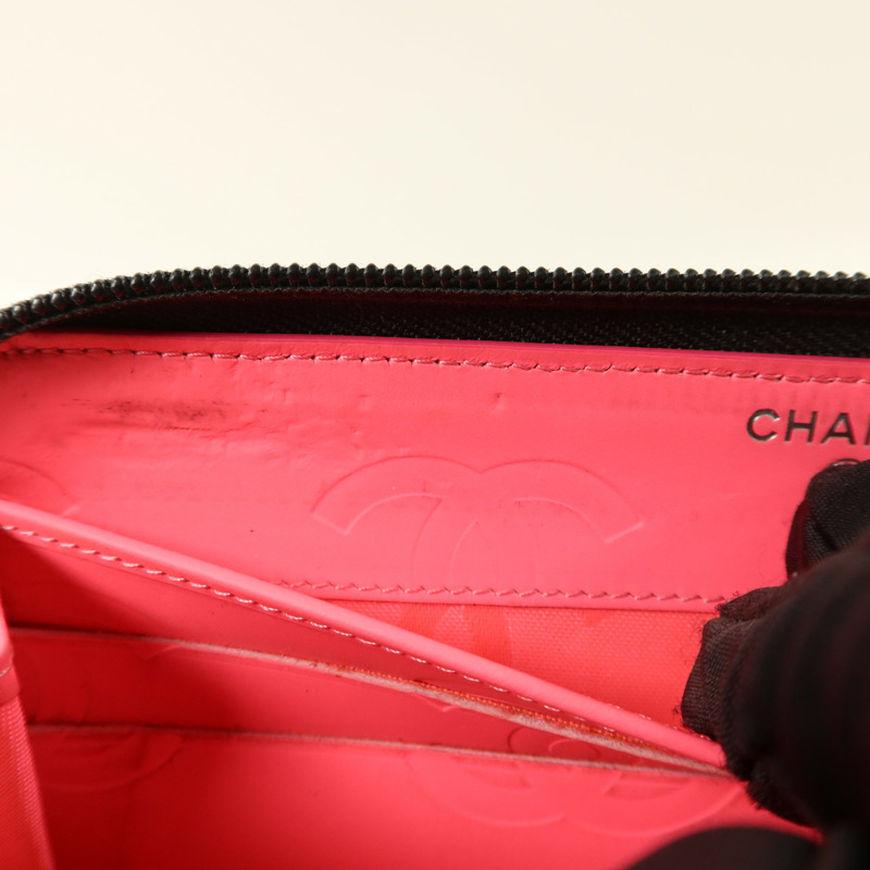 CHANEL 牛皮皮革Cambon Long Round Wallet銀扣長錢包-21