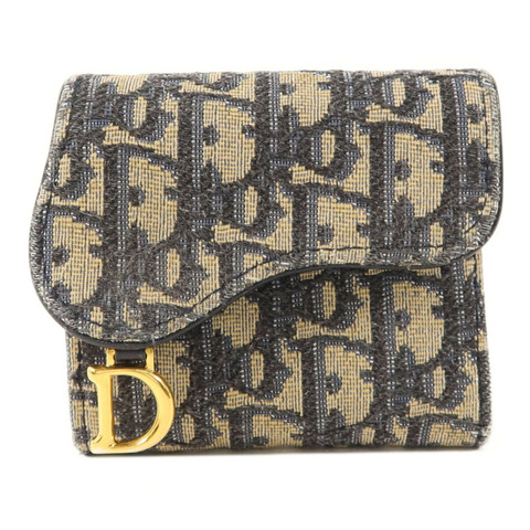 Dior 帆布Saddle Wallet金扣錢包