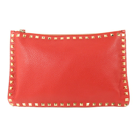 Valentino 牛皮皮革Pouch金扣小袋
