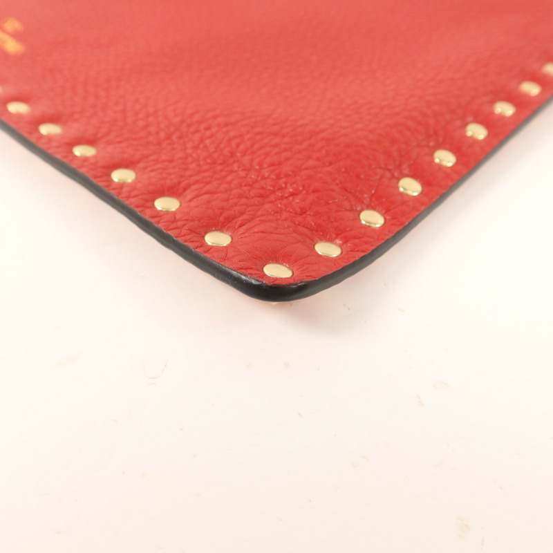 Valentino 牛皮皮革Pouch金扣小袋-8