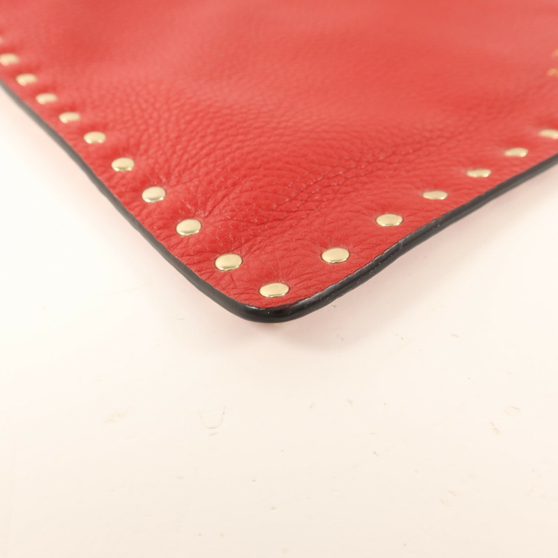 Valentino 牛皮皮革Pouch金扣小袋-9