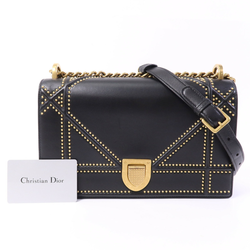 Dior 牛皮皮革Diorama金扣肩背袋-9