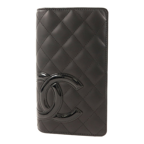 CHANEL 牛皮皮革Cambon Long Bifold Wallet銀扣長錢包
