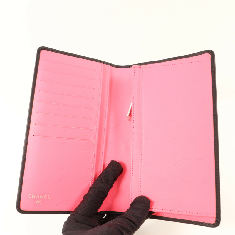 CHANEL 牛皮皮革Cambon Long Bifold Wallet銀扣長錢包-4