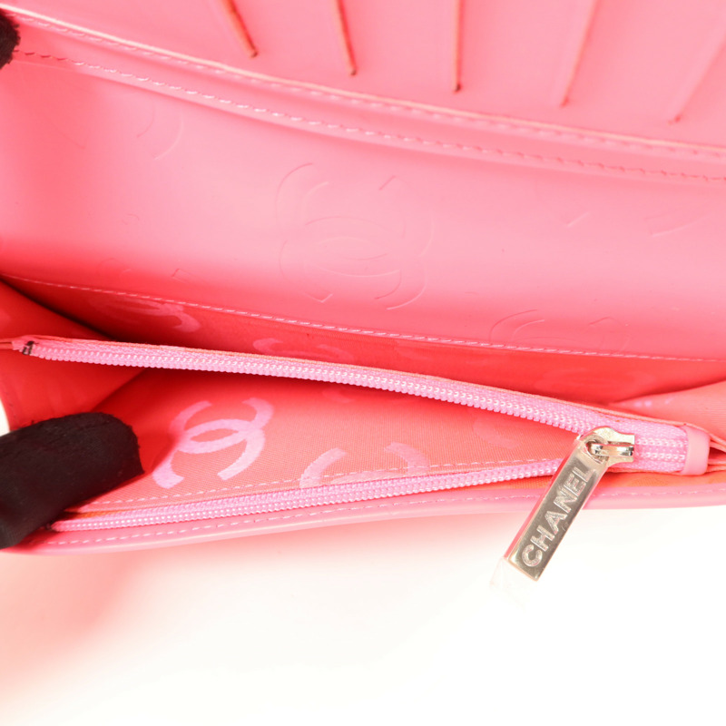 CHANEL 牛皮皮革Cambon Long Bifold Wallet銀扣長錢包-5