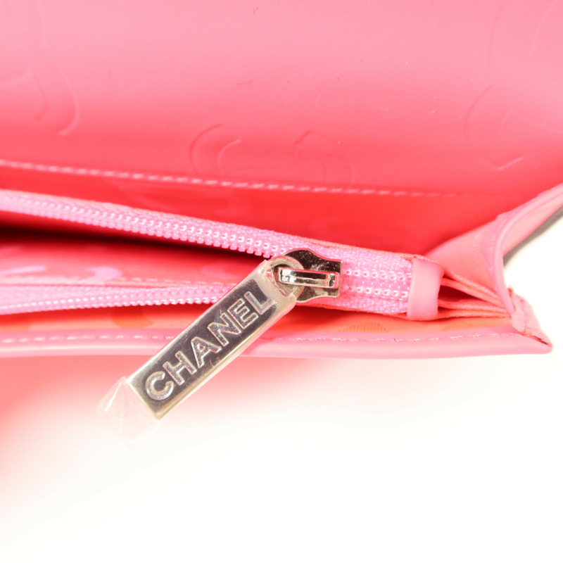 CHANEL 牛皮皮革Cambon Long Bifold Wallet銀扣長錢包-11