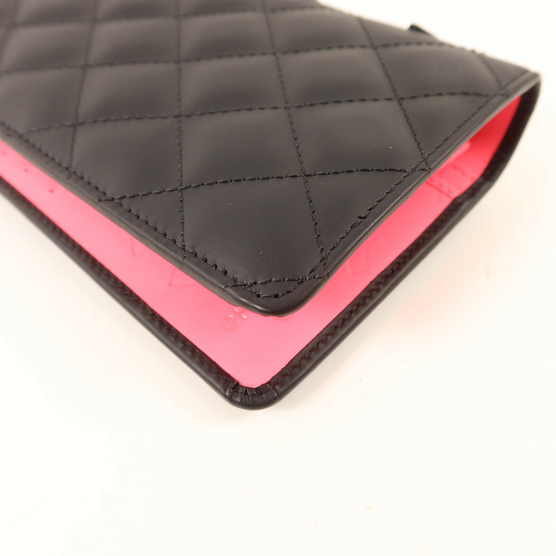 CHANEL 牛皮皮革Cambon Long Bifold Wallet銀扣長錢包-14