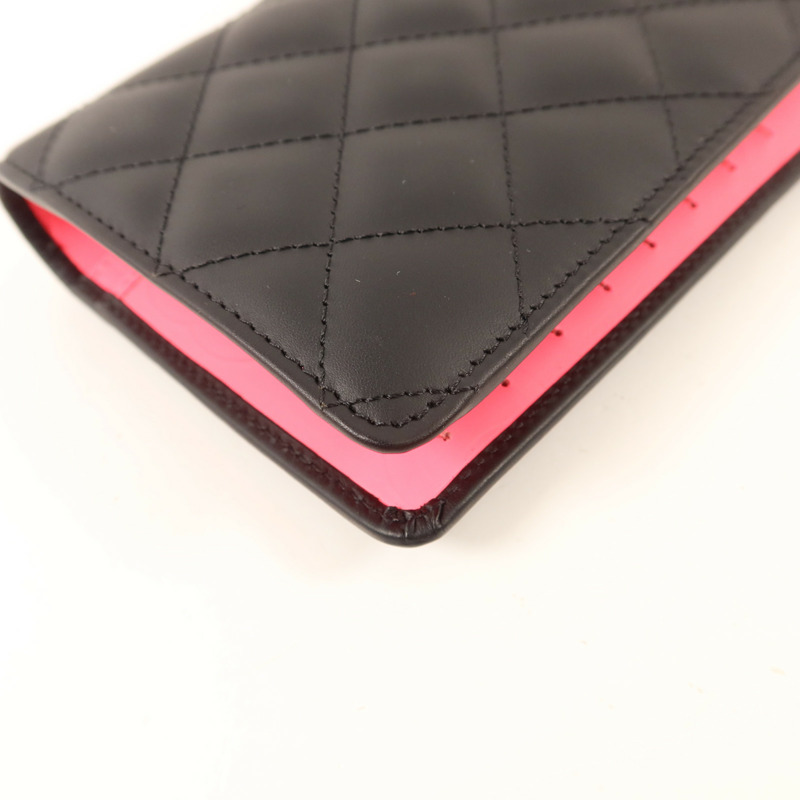 CHANEL 牛皮皮革Cambon Long Bifold Wallet銀扣長錢包-15