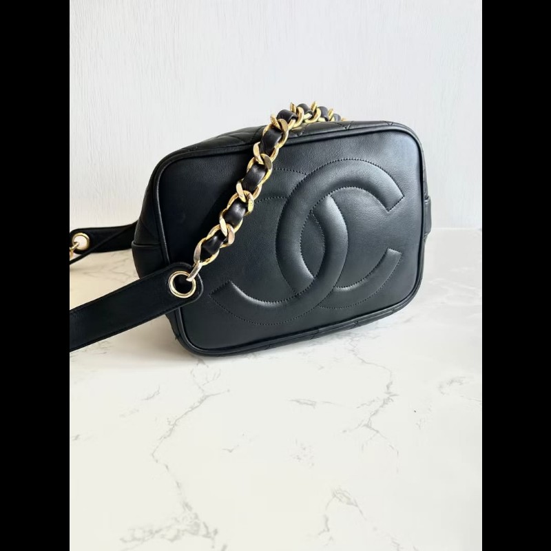 【LA LUNE】絕版中古包 Chanel黑色金扣水桶包 側背包 單肩包 斜孭包 二手包-4
