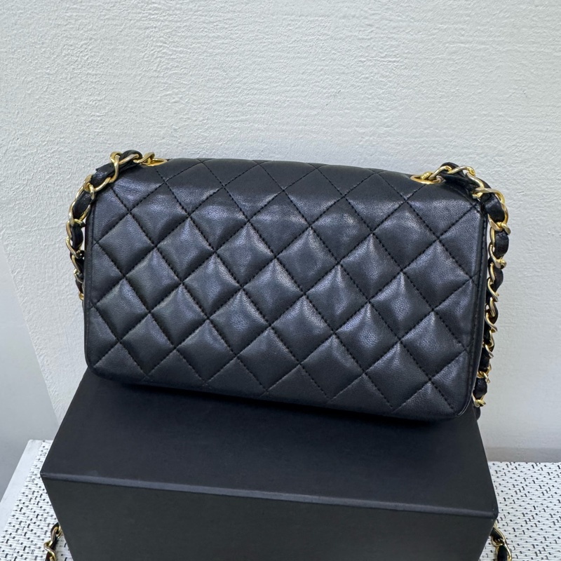 Chanel vintage CF經典黑色下蓋鏈包-3