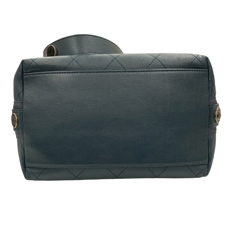 CHANEL 香奈兒 AS1460 HOBO 小型 皮革菱格紋 側背包 藍綠-4