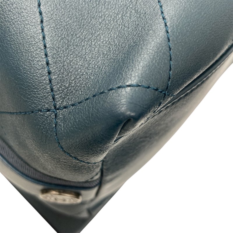 CHANEL 香奈兒 AS1460 HOBO 小型 皮革菱格紋 側背包 藍綠-8