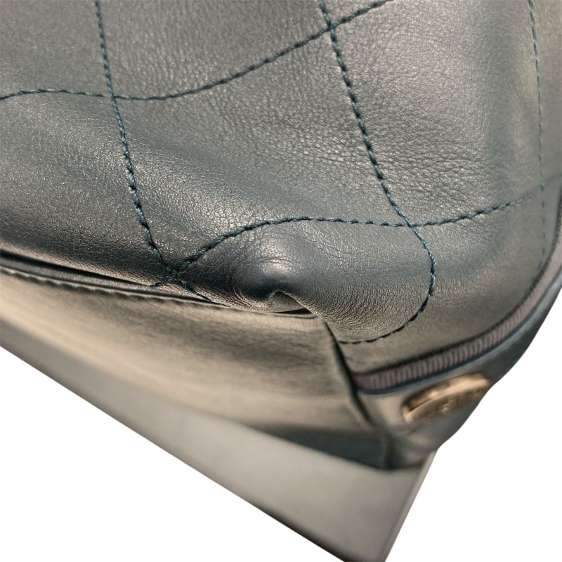 CHANEL 香奈兒 AS1460 HOBO 小型 皮革菱格紋 側背包 藍綠-9