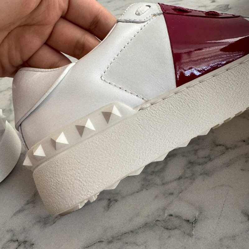 💖斷貨款 Valentino 白色拼櫻桃紅小錐形白鞋-15