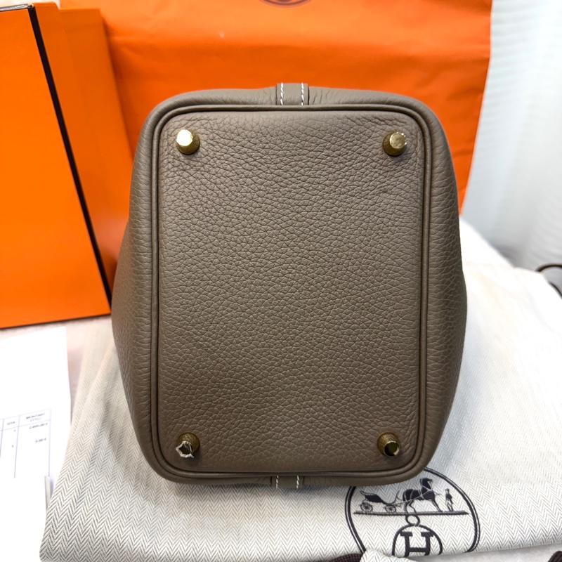 愛馬仕菜籃子Hermes Picotin18大象灰18 Etoupe 金釦T/C皮 #H056289 W刻-7