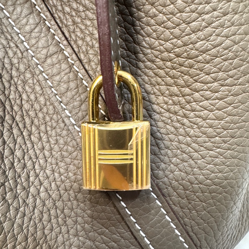 愛馬仕菜籃子Hermes Picotin18大象灰18 Etoupe 金釦T/C皮 #H056289 W刻-25